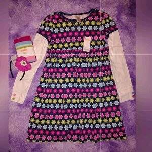 Gymboree Floral Dress With Matching Headband And Tights
